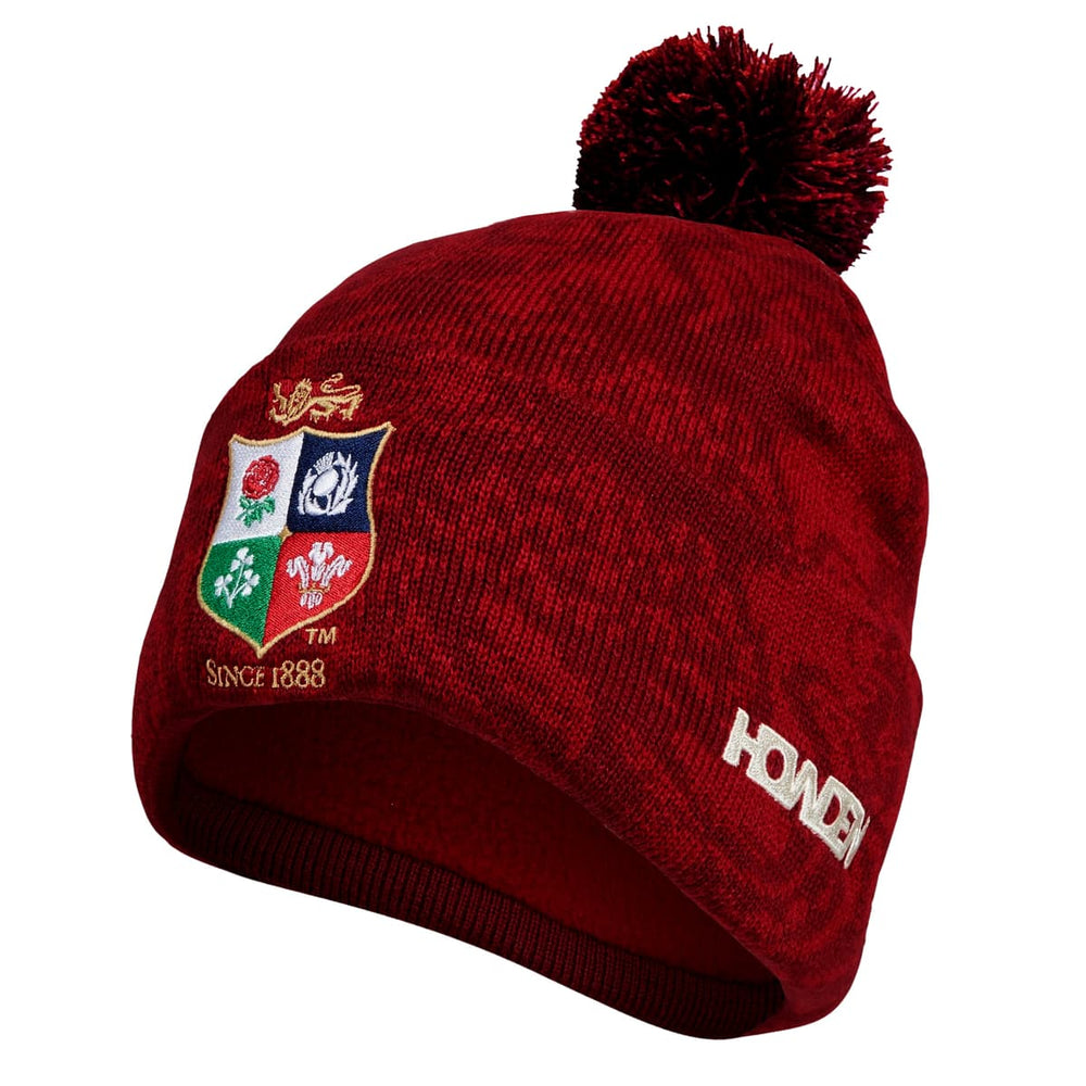 Zuccotto British & Irish Lions bordeaux con pompon e stemma ricamato.