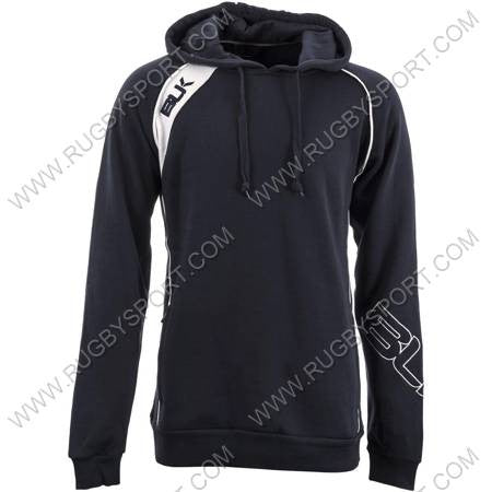 Felpa con cappuccio BLK Tek blu, con dettagli bianchi e logo a contrasto.