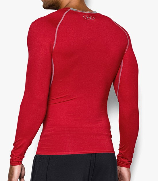 Maglia Under Armour HeatGear rossa a manica lunga da uomo.