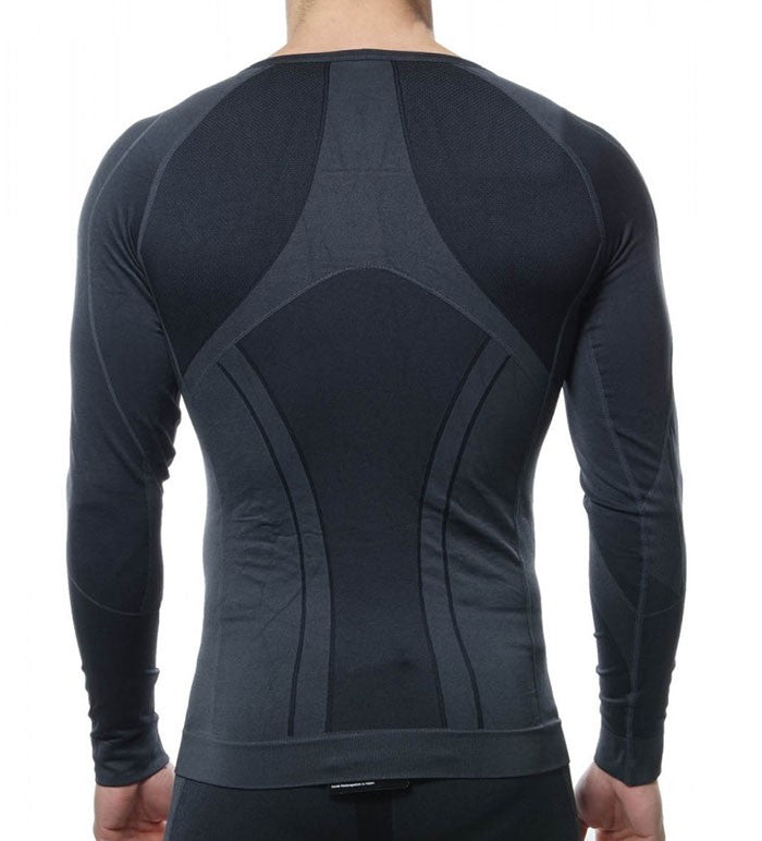 Maglia termica tecnica AST nera per bambino, con design ergonomico sul retro.
