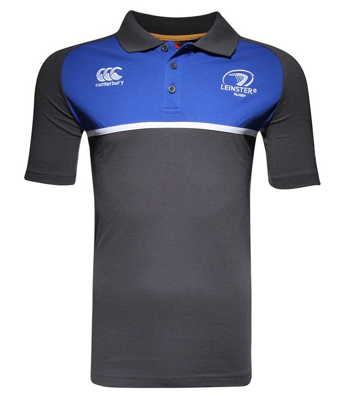 Polo da allenamento Leinster Rugby grigio e blu con logo Canterbury.
