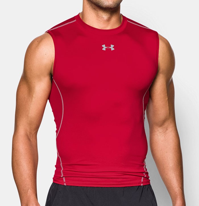 Canottiera Under Armour Heatgear Armour rossa da uomo.
