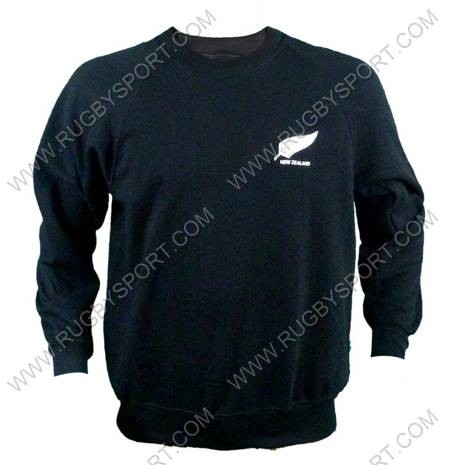 Felpa nera adulto All Blacks con logo bianco, stile Haka.