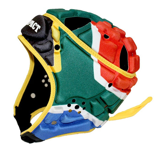 Caschetto da rugby Impact Sud Africa con bandiera nazionale, verde, rosso, bianco, blu.