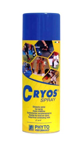 Spray Cryo Phyto Performance per il freddo, 400ml, con immagini sportive.