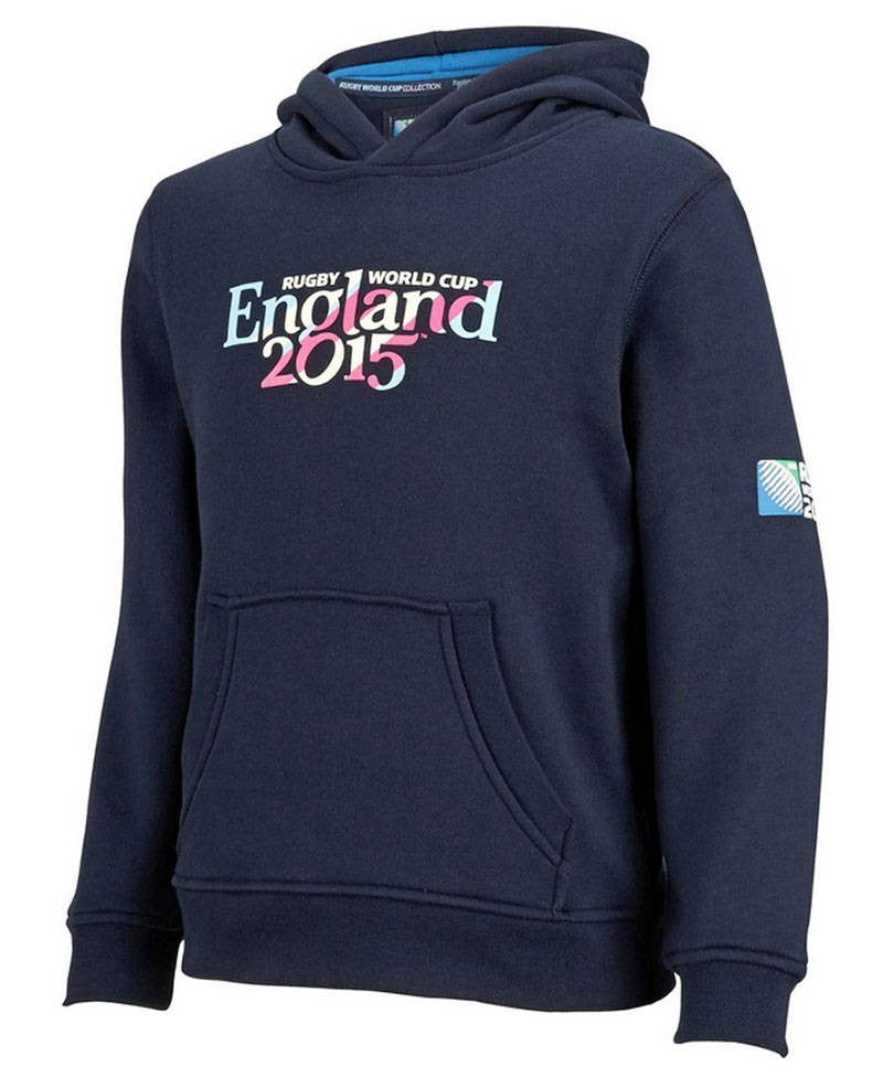 Felpa blu bambino Inghilterra Rugby World Cup 2015 con stampa script.