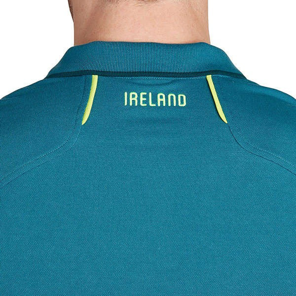 Polo da rugby Irlanda cotone, colore Deep Teal, con logo Irlanda sul retro.
