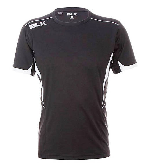 Maglia BLK Tek V da uomo, colore nero con inserti bianchi sui fianchi e maniche.