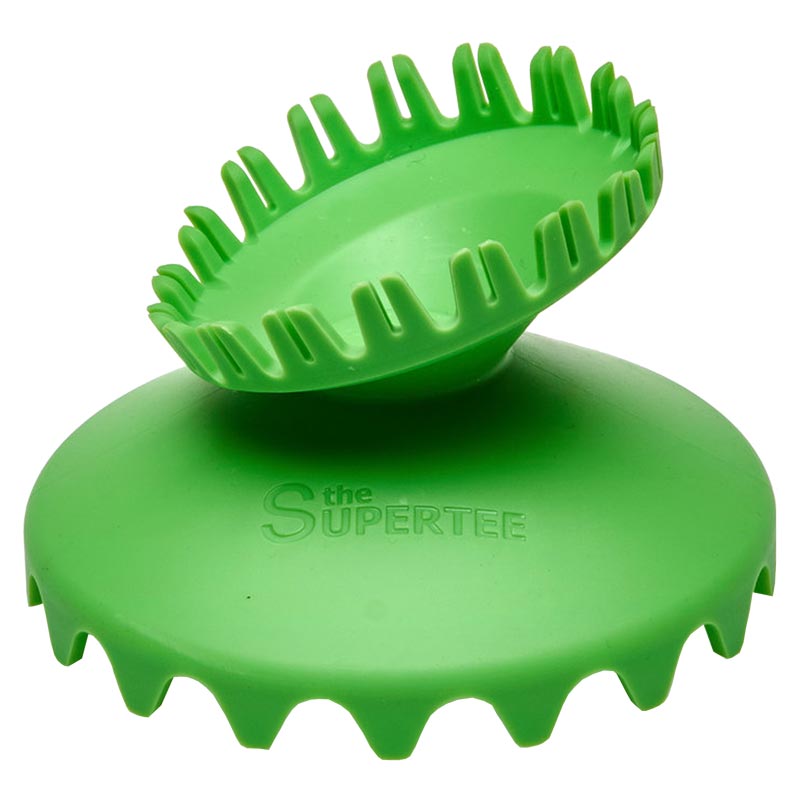 Base per calci di rugby Supertee DUKE verde, con dentellatura per stabilità.