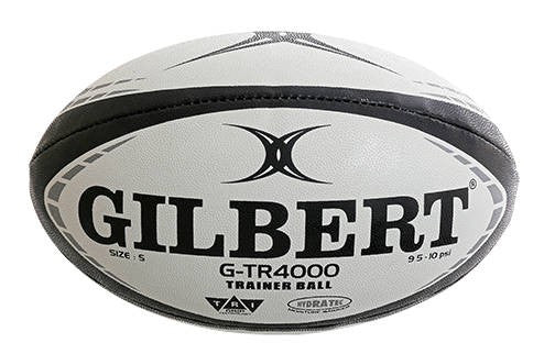 Pallone da rugby Gilbert G-TR4000 bianco e nero, taglia S, per allenamento.