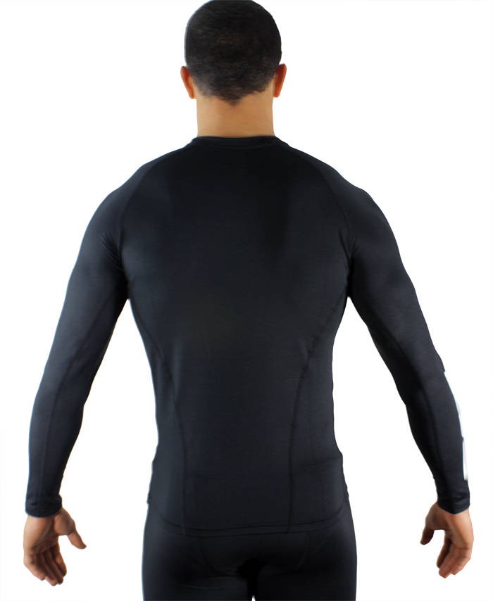 Maglia termica RGR nera a manica lunga, vista posteriore.