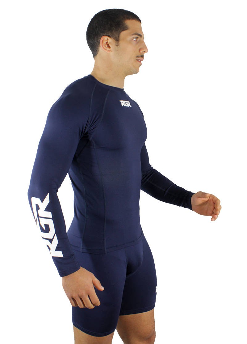 Maglia termica RGR blu uomo a maniche lunghe, ideale per il rugby.