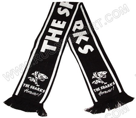 Sciarpa natal The Sharks rugby Super 14 in maglia nera con logo.