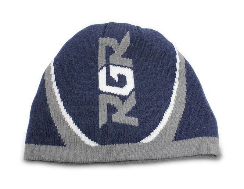 Berretto invernale blu navy RGR Storm con logo bianco e grigio.