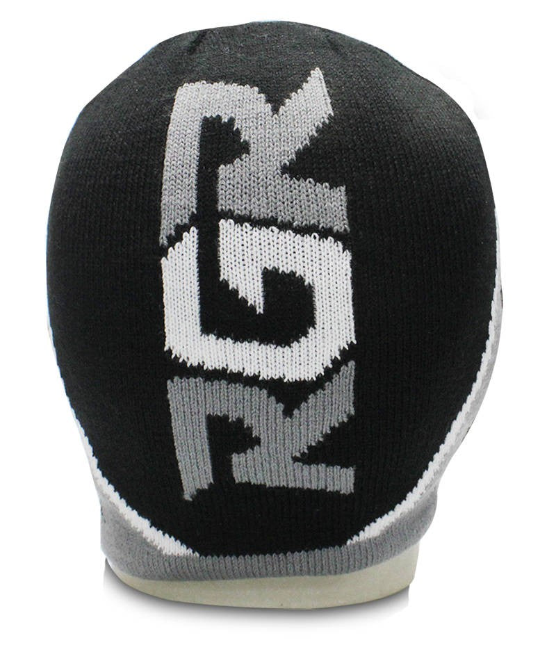 Berretto invernale RGR Storm nero e grigio con logo RGR in rilievo.