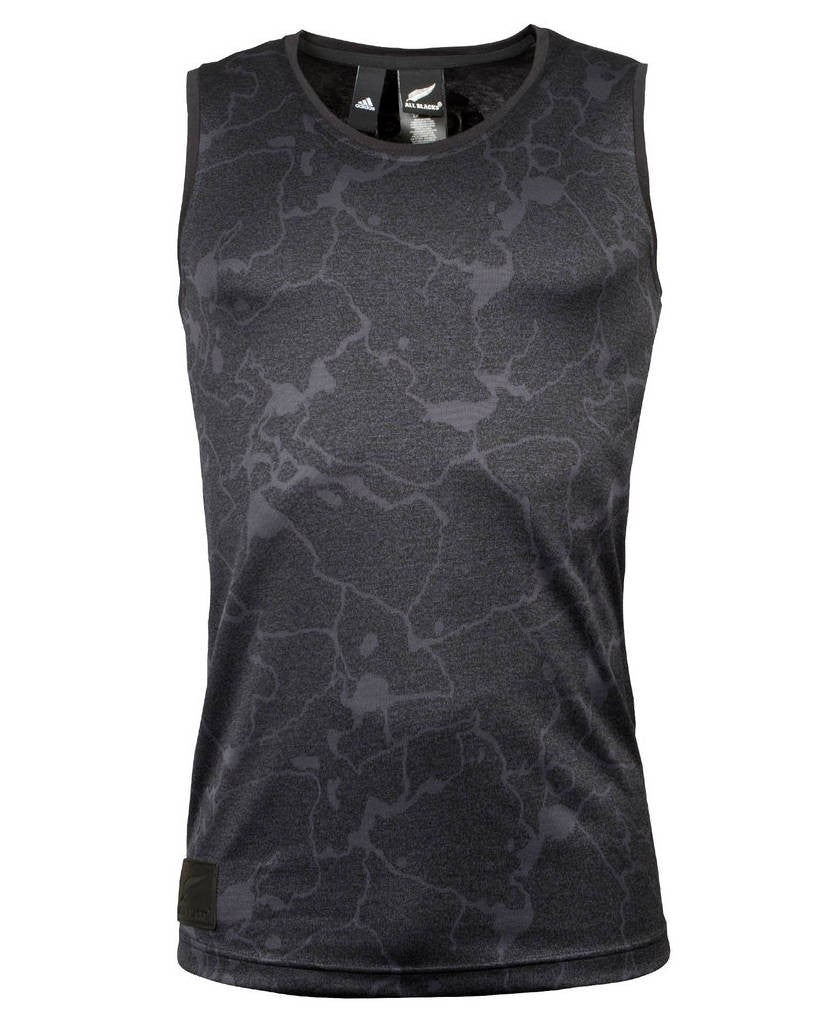 Canotta da uomo Adidas All Blacks grigio scuro con fantasia a rombi
