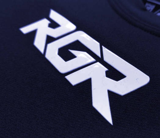 Scaldamuscoli blu RGR Performance con logo in rilievo bianco.