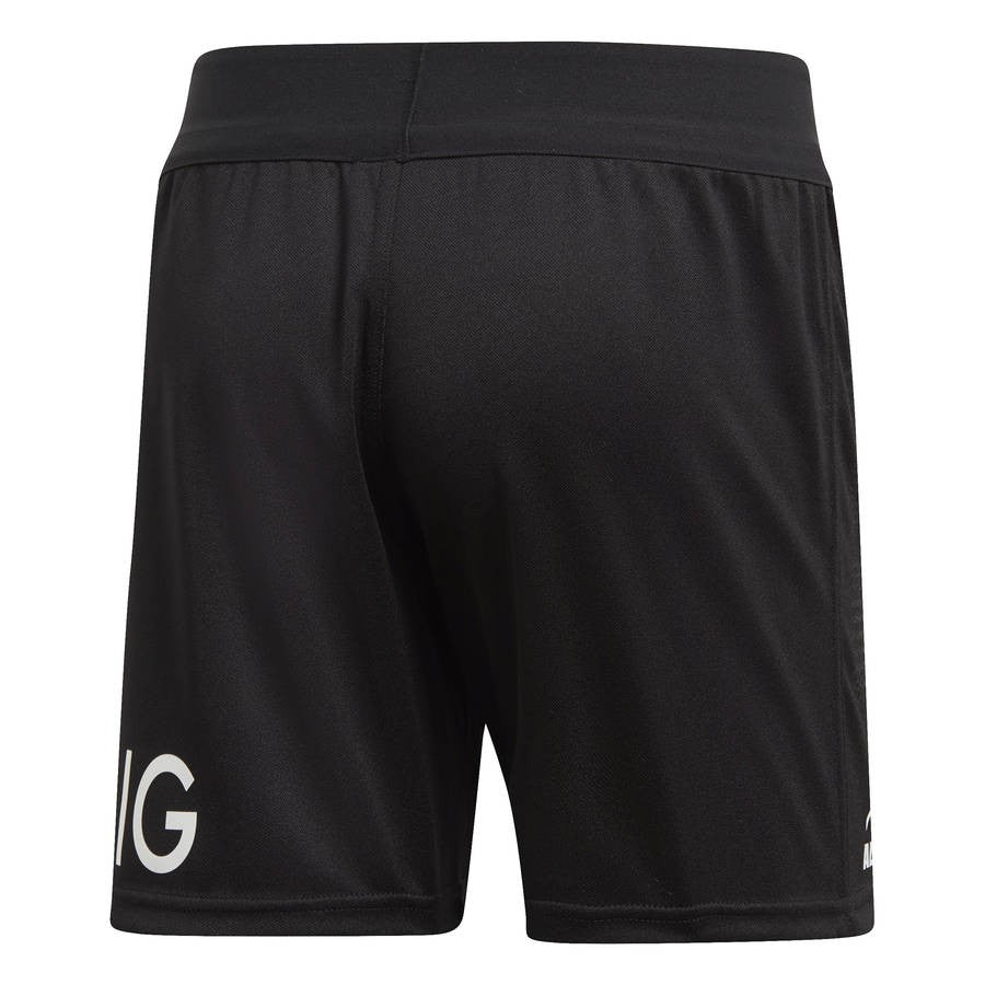 Pantaloncino da rugby All Blacks gara 2021 nero con logo bianco.