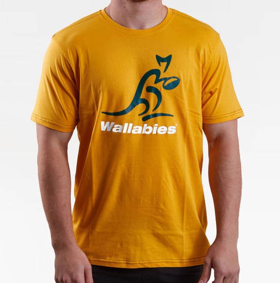 t-shirt wallabies rugby australia logo giallo