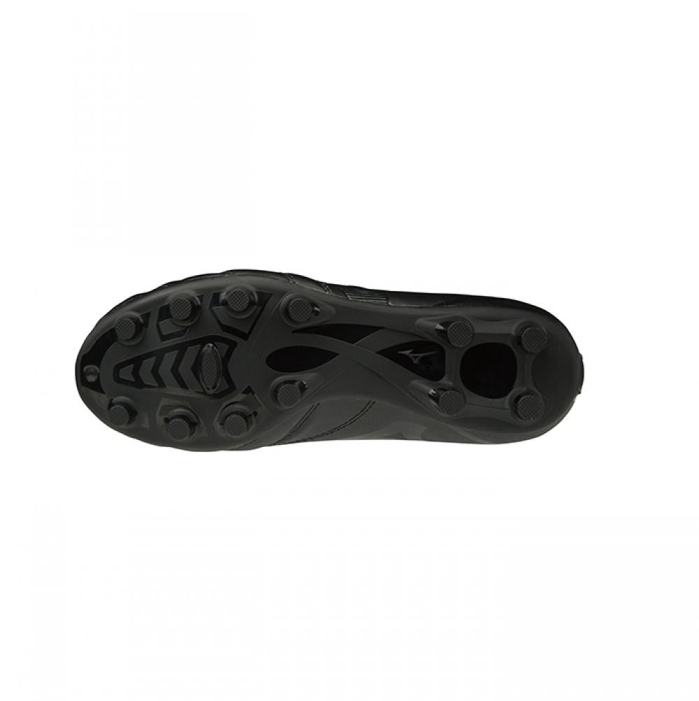 Suola nera per scarpini da calcio Mizuno Monarcida Neo Select JR con tacchetti multidirezionali.