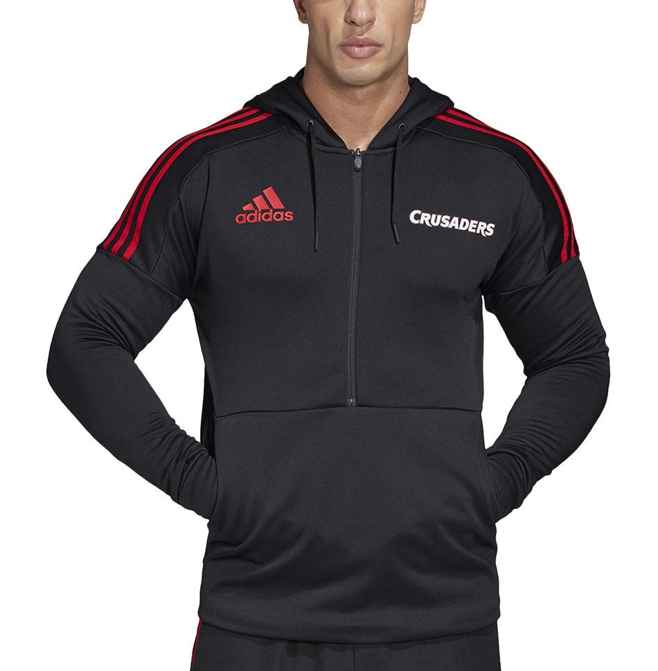 Felpa Crusaders Super Rugby Adidas con Cappuccio e Mezza Zip