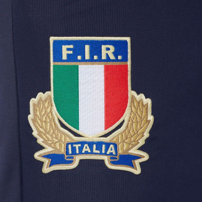 Pantalone lungo da viaggio FIR Italia Rugby in microfibra blu con stemma.