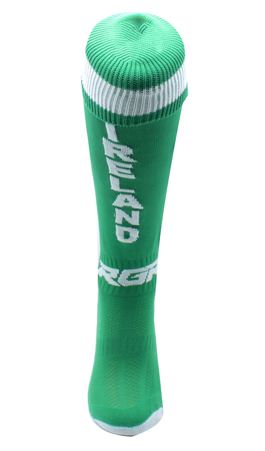 Calze da rugby RGR Nazionale Irlanda verdi con logo bianco.
