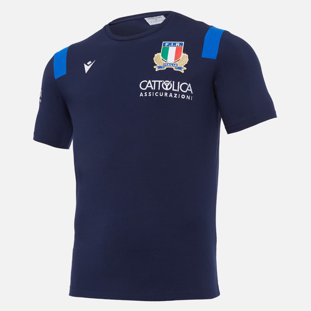 T-shirt Italia Rugby FIR Travel Staff 2021 Blu policotone