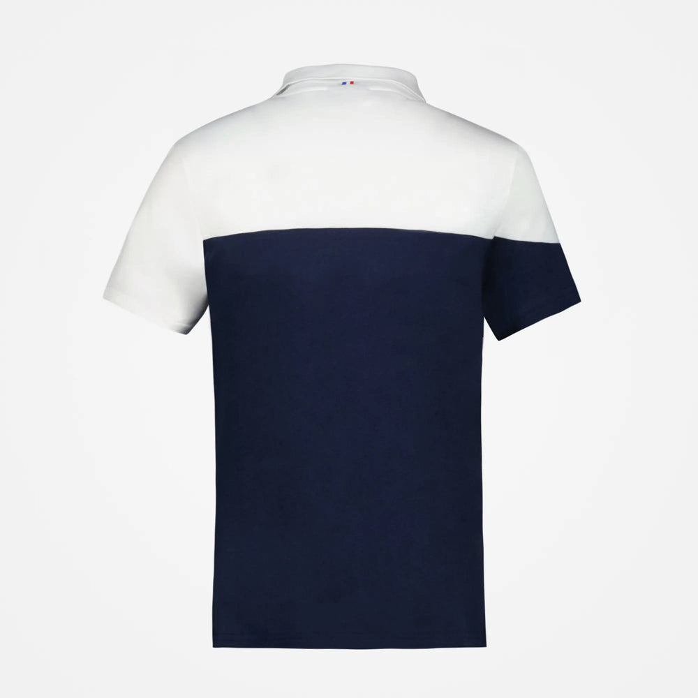Polo rugby ufficiale Francia bicolore, blu navy e bianco, per tifosi.