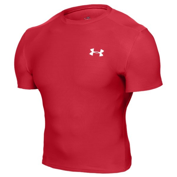 Maglietta Under Armour Heatgear rossa da uomo, ideale per allenamento.
