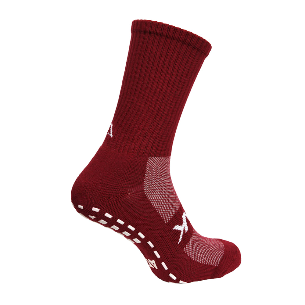 CALZA ATAK SHOX MID GRIP BORDO: Calzini sportivi bordeaux con grip antiscivolo, perfetti per lo sport e il fitness.