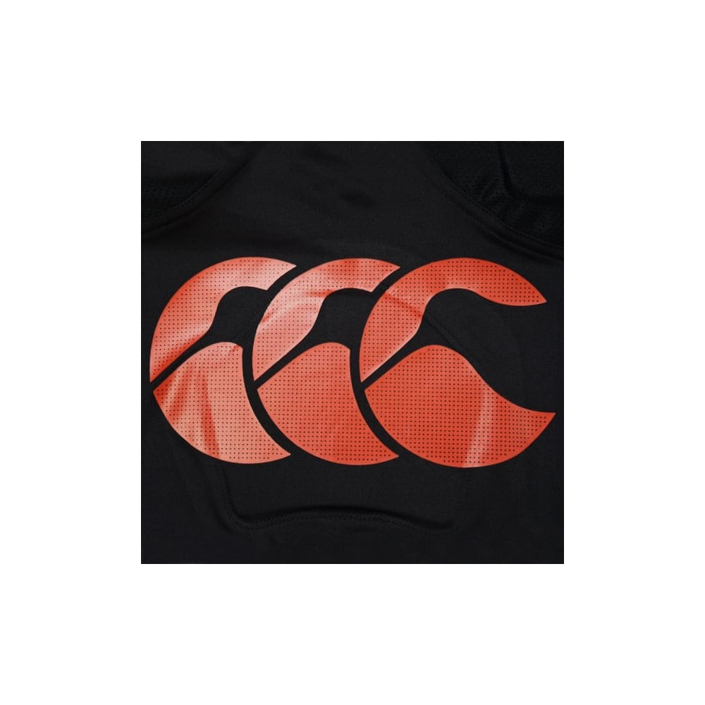 Protezione spalle Canterbury Raze Vapody bambino nera con logo arancione.