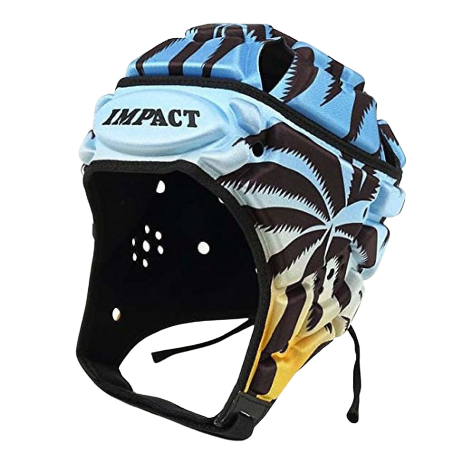 Caschetto da rugby Impact con grafica tropicale e logo Impact.