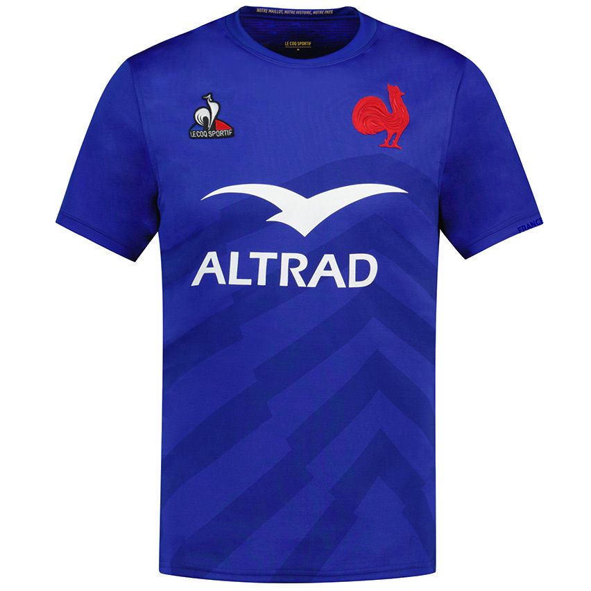 Maglia da rugby della Francia: replica ufficiale della maglia per bambini del 2023, blu con logo della squadra e sponsor Altrad.
