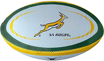 Mini Palloncino Rugby Springboks: Pallone da rugby ufficiale sudafricano, design verde e oro, emblema Springboks