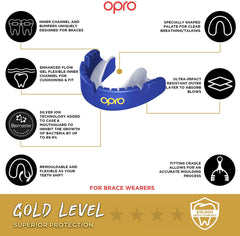 Paradenti per Apparecchio OPRO Gold Braces Blu