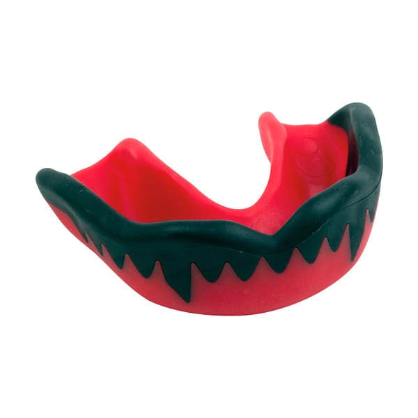 Paradenti "Viper" di Gilbert Paradenti: Paradenti rosso e nero con design aggressivo, simile a quello di una vipera. Offre una protezione ottimale.